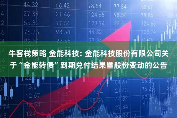 牛客栈策略 金能科技: 金能科技股份有限公司关于“金能转债”到期兑付结果暨股份变动的公告