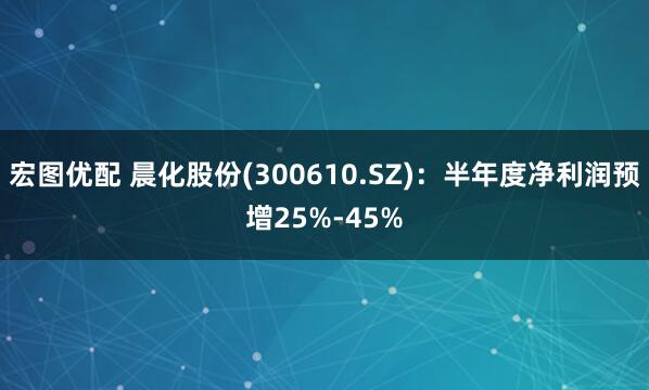 宏图优配 晨化股份(300610.SZ)：半年度净利润预增25%-45%