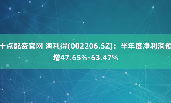 十点配资官网 海利得(002206.SZ)：半年度净利润预增47.65%-63.47%